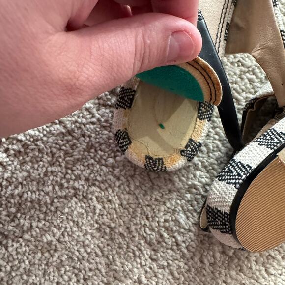 Splendid Black & Cream Natural Canvas Stripe Slingback Flats Size 8.5 Open Back - Picture 8 of 13